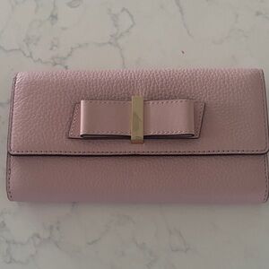 Kate Spade Pink Leather Clutch with Bow Accent